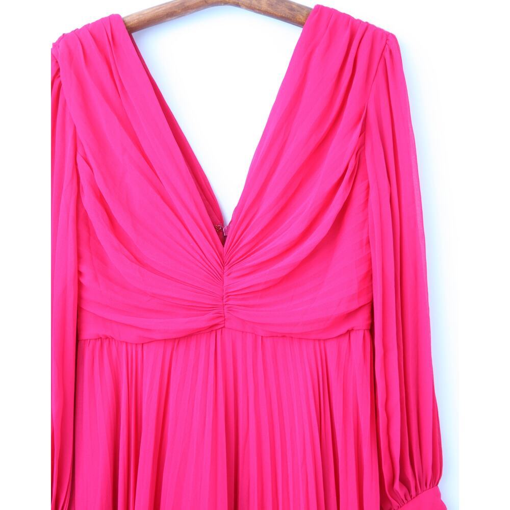 Badgley Mischka Fuchsia Pleated Gown Size 10 - Picture 6 of 10
